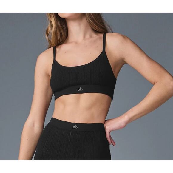 ALO Yoga Other - Alo Yoga Pointelle Sweater Be Mine Bra Bralette Black Small